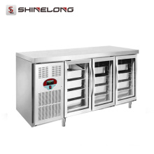 R256 1,8 m 3 Portas de vidro Luxurious Fancooling Tray Undercounter Refrigerator